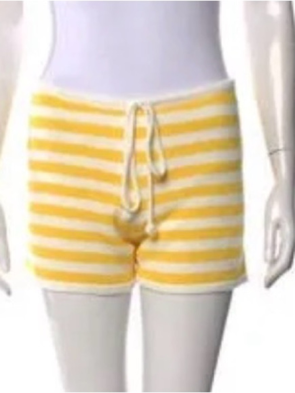 Capittana Maddy Yellow Knitted Stripes Shorts Size M/L Drawstring white Stripe